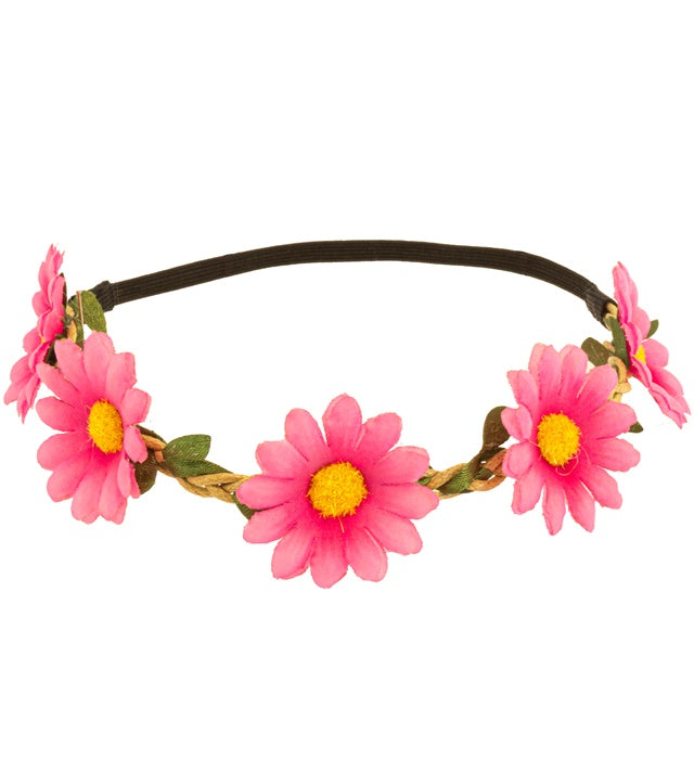 Rosa Blumen Haarband mit elastischem Stirnband auf weißem Hintergrund