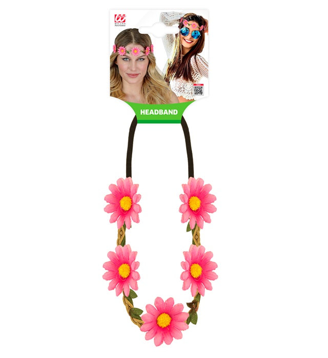 Rosa Blumen Haarband mit elastischem Stirnband auf weißem Hintergrund