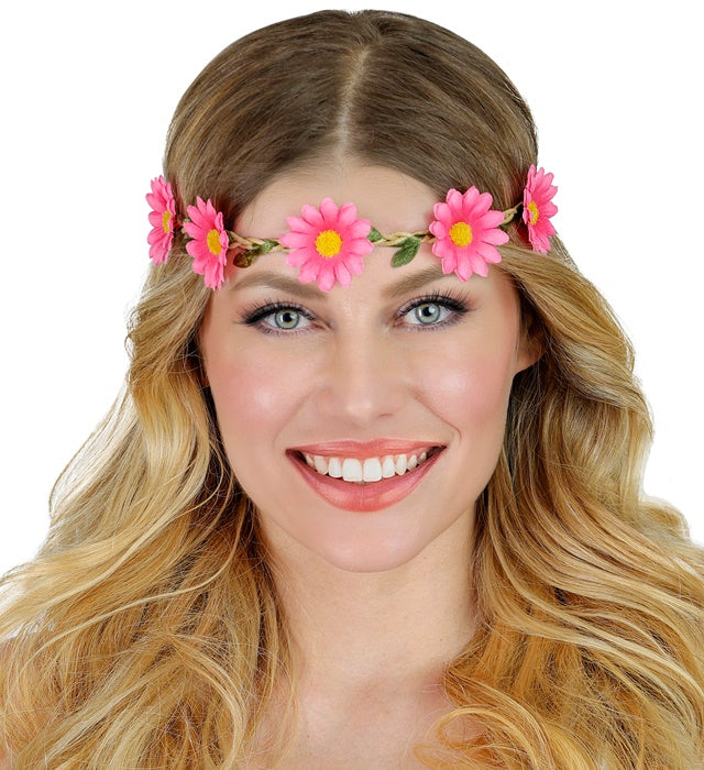 Rosa Blumen Haarband mit elastischem Stirnband auf weißem Hintergrund