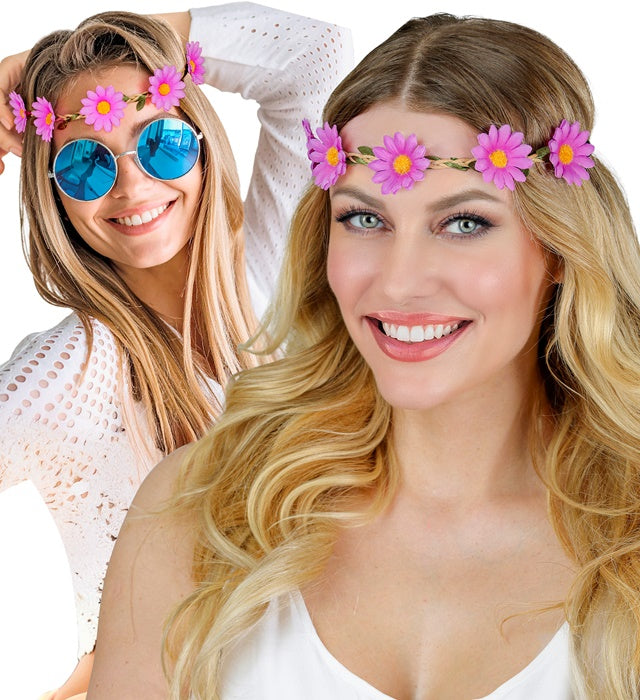 Stirnband mit violetten Blumen als Fasnacht Accessoire