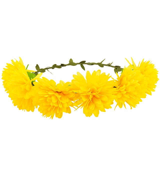 Gelbes Stirnband mit Blumenmotiv als Fasnachts-Accessoire