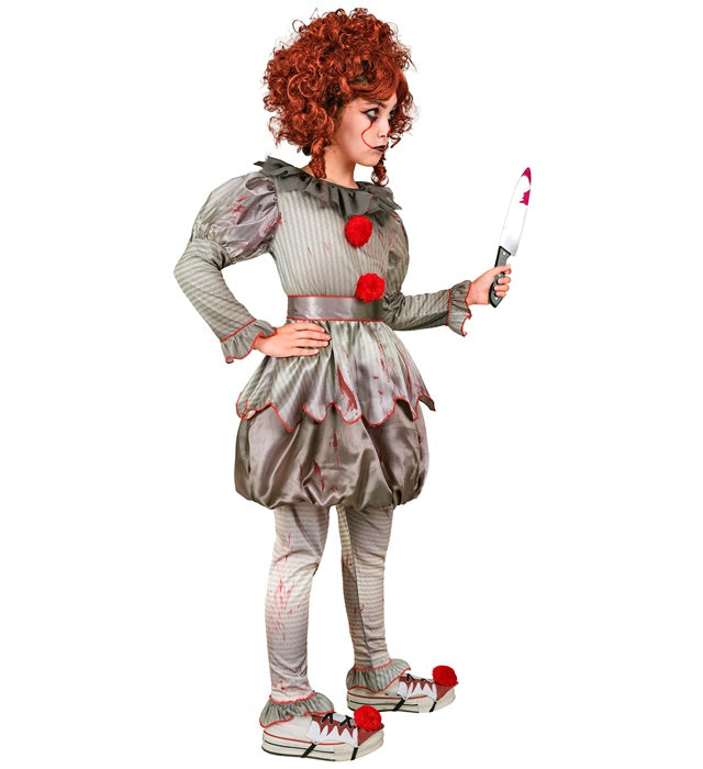 Killer Clown Kostüm Set mit Kleid, Leggings, Gürtel und Schuhüberziehern