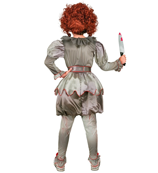Killer Clown Kostüm Set mit Kleid, Leggings, Gürtel und Schuhüberziehern
