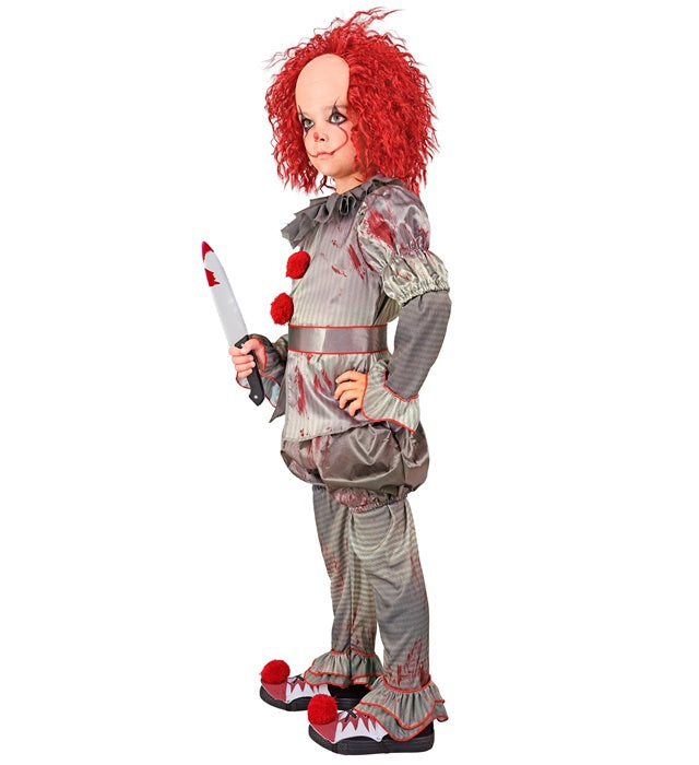 Horror Clown Kostüm Komplettset mit Hemd, Hose, Shorts, Gürtel und Überschuhen