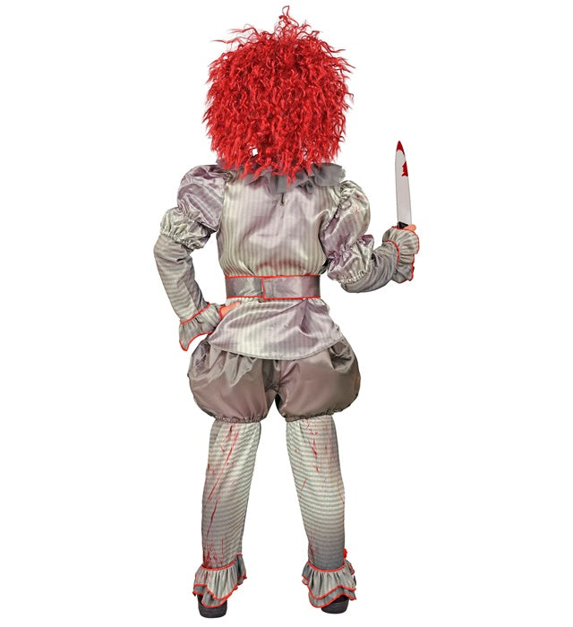 Horror Clown Kostüm Komplettset mit Hemd, Hose, Shorts, Gürtel und Überschuhen