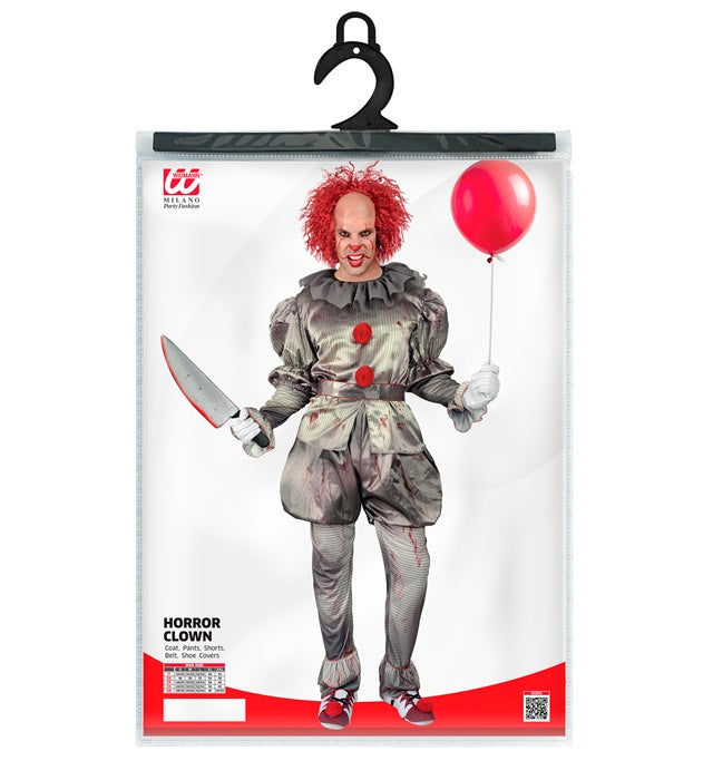 Killer Clown Kostüm mit Hemd, Hose, Shorts, Gürtel und Überschuhe