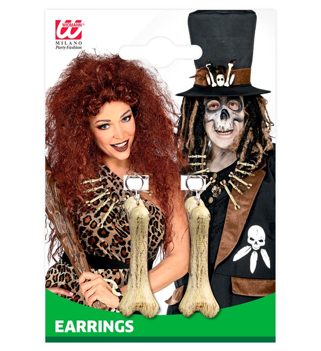 Knochen Ohrringe als auffälliges Kostümzubehör für Fasnacht und Karneval