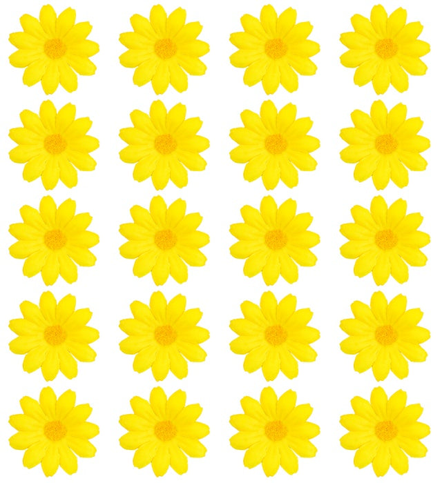 Set mit 20 gelben künstlichen Dekoblumen für Fasnacht und Mottoparty