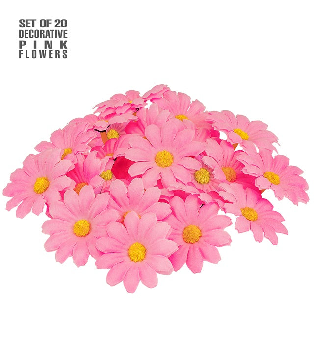 20 rosa dekorative Blumen für Fasnacht und Mottoparty