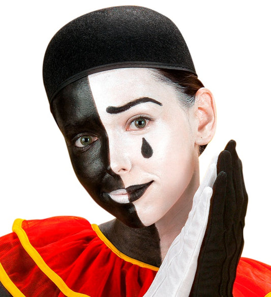 Pierrot Hut aus schwarzem Filz, klassisches Fasnacht-Accessoire