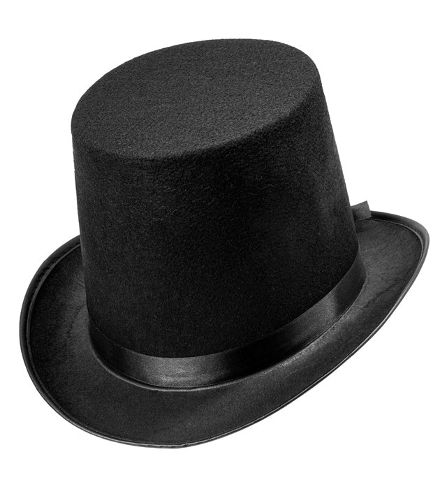 Sehr großer schwarzer Zylinderhut aus Filz für Fasnacht und Halloween