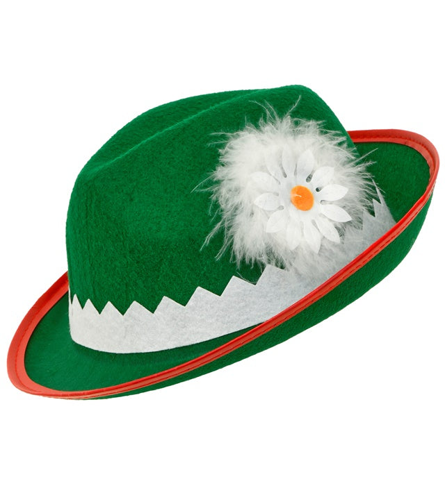 Tirolerhut aus Filz mit Edelweiß und Federn als traditionelles Fasnachts-Accessoire