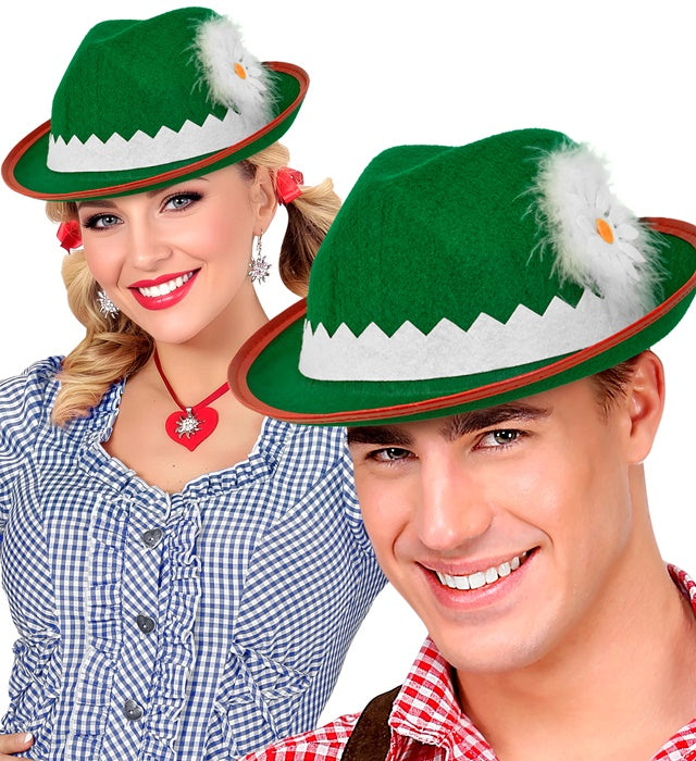 Tirolerhut aus Filz mit Edelweiß und Federn als traditionelles Fasnachts-Accessoire