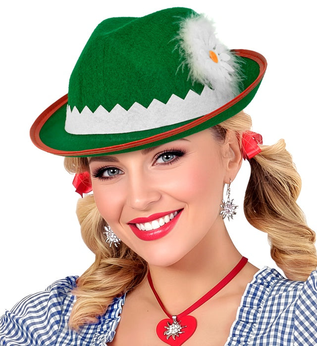 Tirolerhut aus Filz mit Edelweiß und Federn als traditionelles Fasnachts-Accessoire