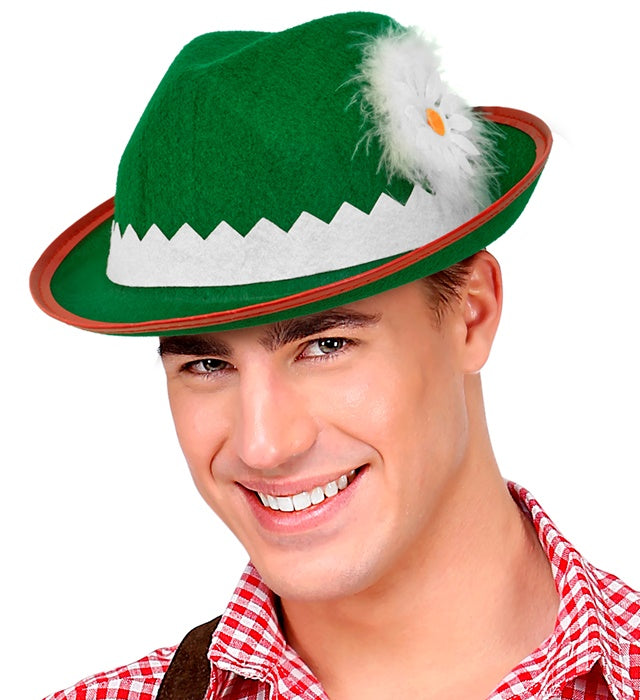 Tirolerhut aus Filz mit Edelweiß und Federn als traditionelles Fasnachts-Accessoire