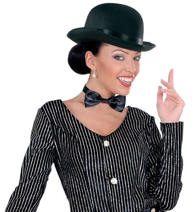 Schwarze Filz-Melone als klassisches Kostüm-Accessoire