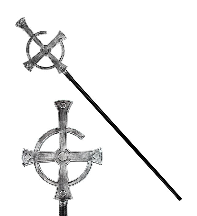 Schwarzer zerlegbarer Priesterstab 145 cm als Halloween- und Fasnachtsdeko
