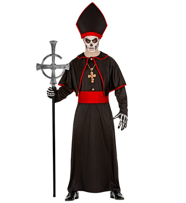 Schwarzer zerlegbarer Priesterstab 145 cm als Halloween- und Fasnachtsdeko
