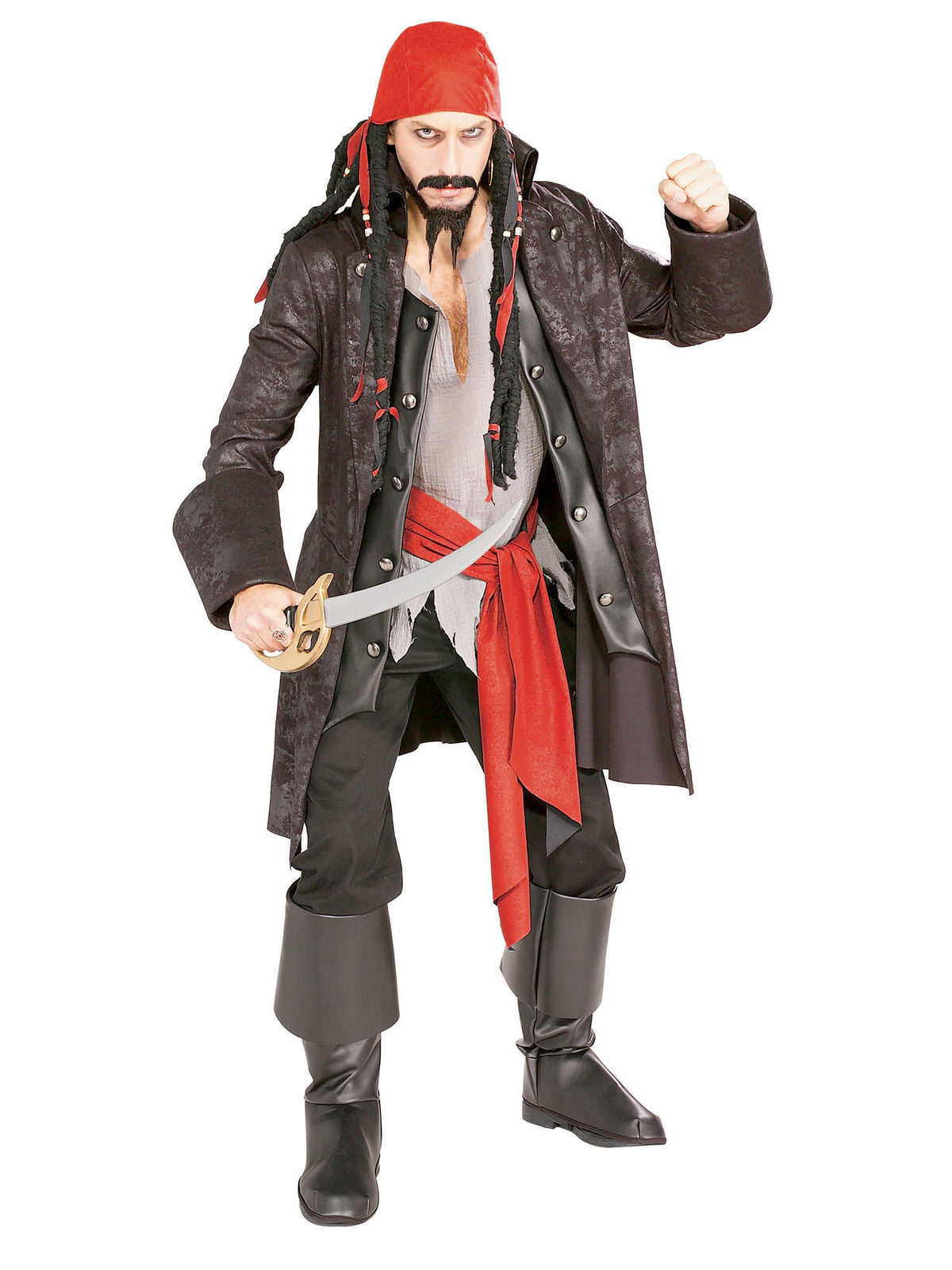 Rubies Captain Cutthroat Piratenkostüm für Herren mit Jacke, Hemd, Kopfbedeckung und Stiefelüberziehern