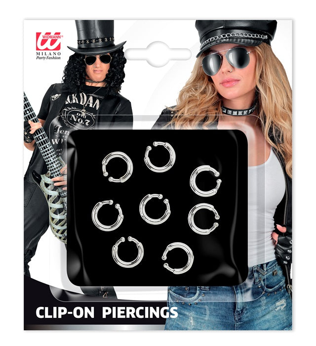 8er Set Clip Piercings als Fasnacht Accessoire