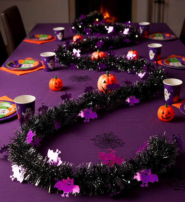 Fledermausgirlande aus Lametta in Schwarz, 3 Meter lang, dekorativ für Fasnacht und Halloween