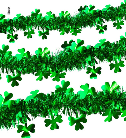 Grüne Lametta-Girlande 3 Meter lang für St. Patrick's Day Dekoration