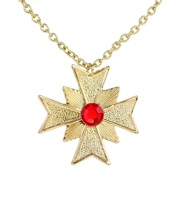 Elegante Halskette mit Medaillon und funkelndem Edelstein vor schwarzem Hintergrund