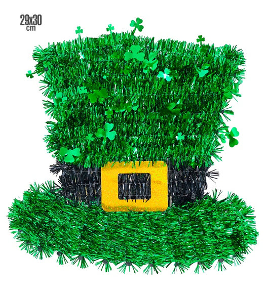 St. Patrick's Day Hut aus grünen funkelnden Klingenfäden 29x30 cm