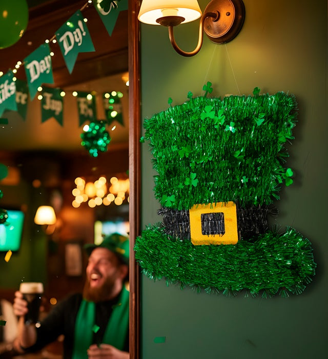 St. Patrick's Day Hut aus grünen funkelnden Klingenfäden 29x30 cm
