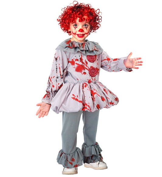 Vintage Horror Clown Kostüm mit Oberteil und Hose für Fasnacht