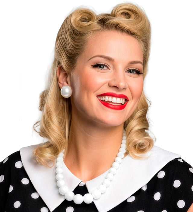 Retro-Kette 70er Jahre Weiss als Fasnacht Accessoire