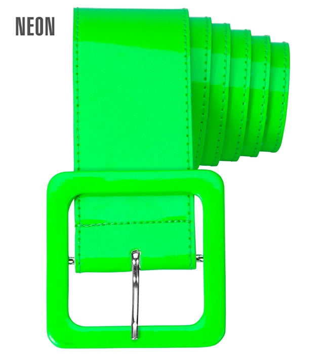 Neon grüner Vinylgürtel als auffälliges Fasnachts-Accessoire