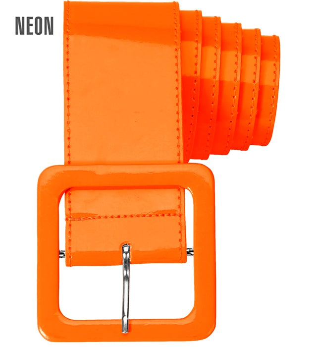 Neon oranger Vinylgürtel als Fasnachts-Accessoire