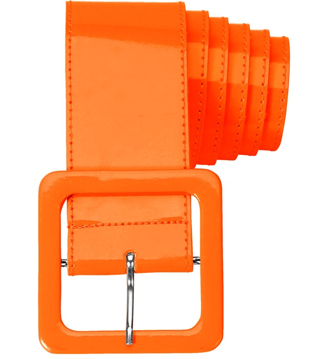 Neon oranger Vinylgürtel als Fasnachts-Accessoire