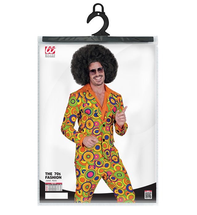 THE 70s Groovy Style Kostüm mit gelben Kreisen – Jackett und Hose im Retro-Look