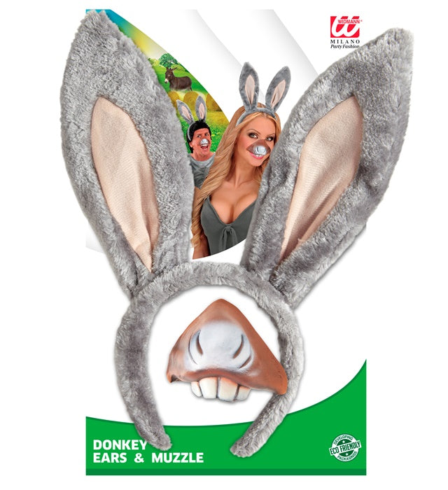 Esel Kostümset mit Ohren und Maul für Fasnacht und Karneval