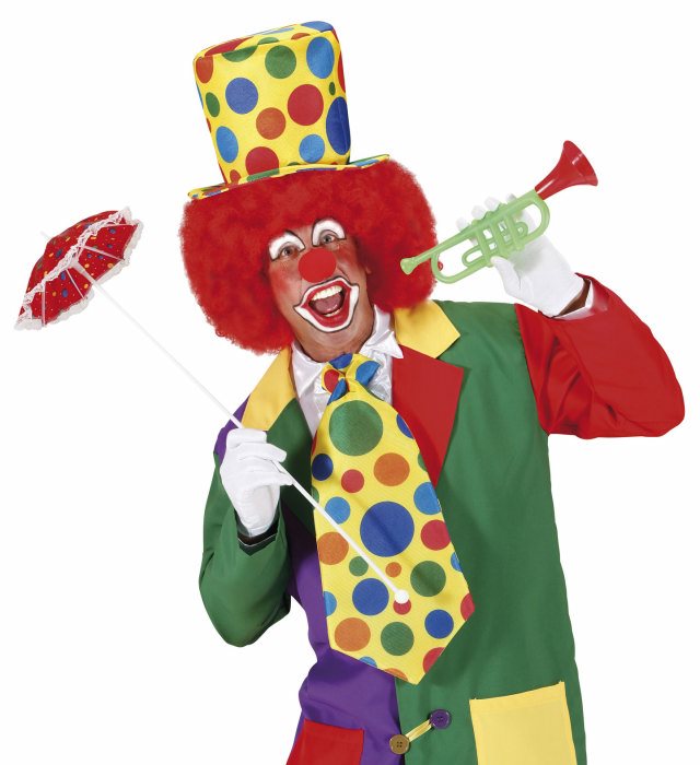 Bunte Maxi Krawatte im Clown-Design für Fasnacht und Karneval