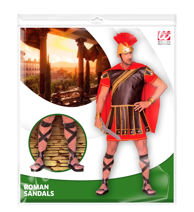 Römersandalen aus braunem Kunstleder, passend für Fasnachtskostüm