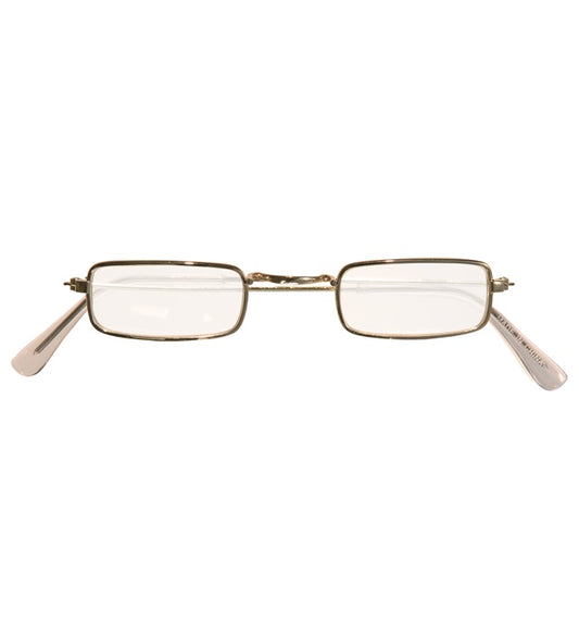 Goldene Brille mit rechteckigen Gläsern als Fasnachts-Accessoire