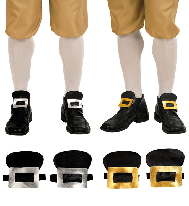 12er Set Piraten-Schuhschnallen aus Kunstleder in Gold und Silber