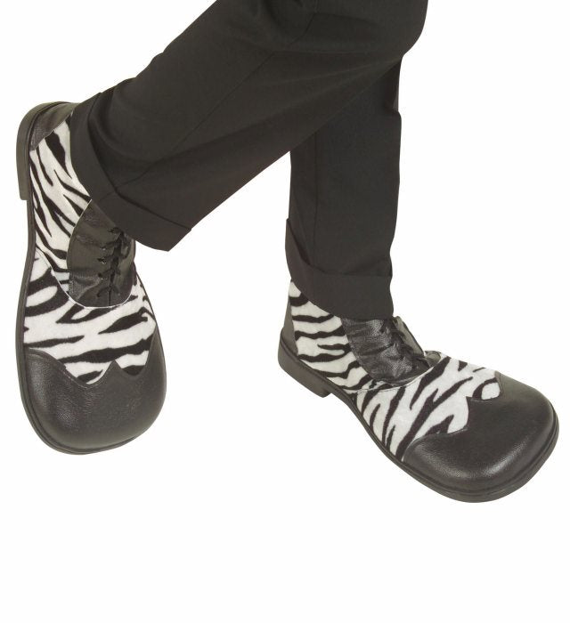 Schwarz-weisse Partyschuhe im Zebra-Muster mit Gummisohle