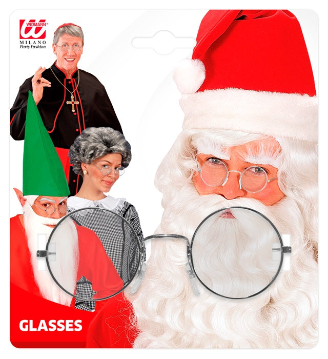Runde silberne Brille mit Metallfassung als Fasnacht-Accessoire