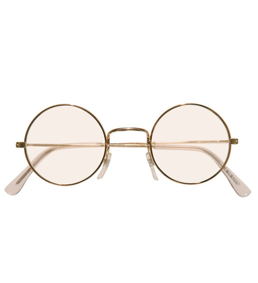 "GOLDENE BRILLE MIT GLÄSERN" runde Form Gold