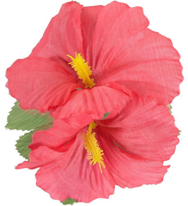 Haarspange mit zwei rosa Hibiskusblumen als festliches Haaraccessoire
