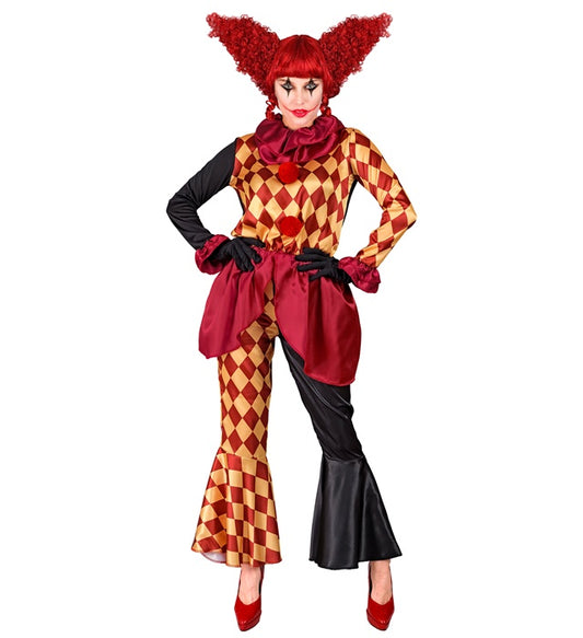 Horror-Clown Kostüm bestehend aus Oberteil, Halskrause und Hose für Fasnacht