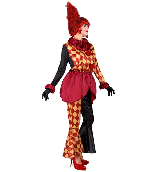 Horror-Clown Kostüm bestehend aus Oberteil, Halskrause und Hose für Fasnacht