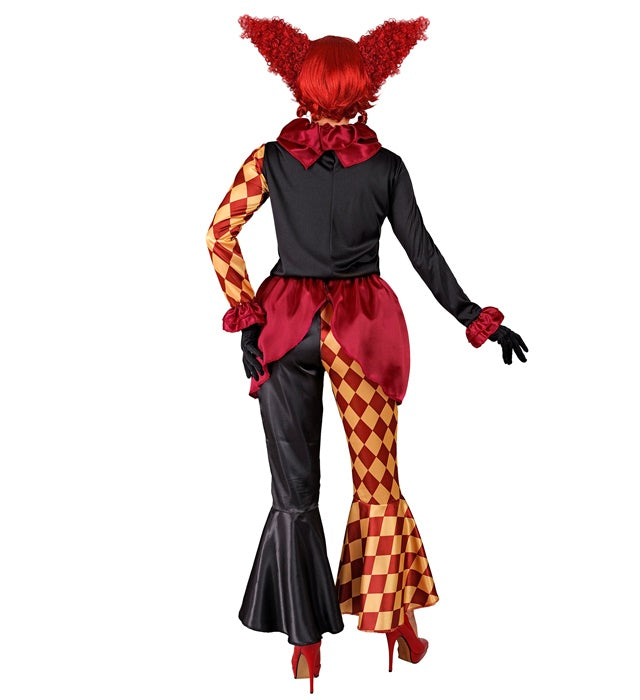 Horror-Clown Kostüm bestehend aus Oberteil, Halskrause und Hose für Fasnacht
