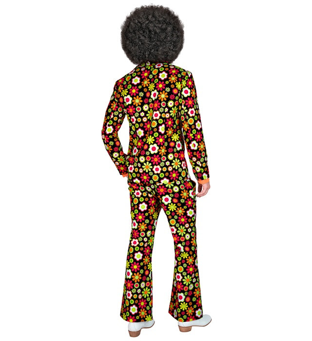 60er Jahre Flower Power Kostüm mit farbenfrohem Jackett und passender Hose