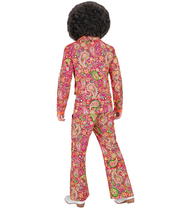 60er Jahre Paisley Kostüm mit Jackett und Hose in buntem Retro-Design