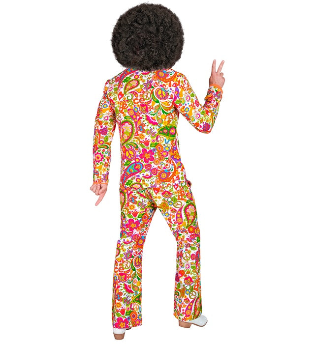 60er Jahre Kostüm Jackett und Hose mit Peace und Paisley Muster für Fasnacht